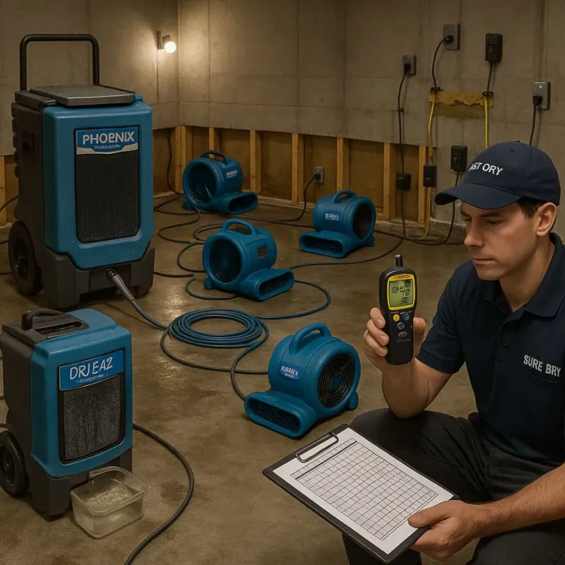 Structural Drying and Dehumidification process in Sonora, TX